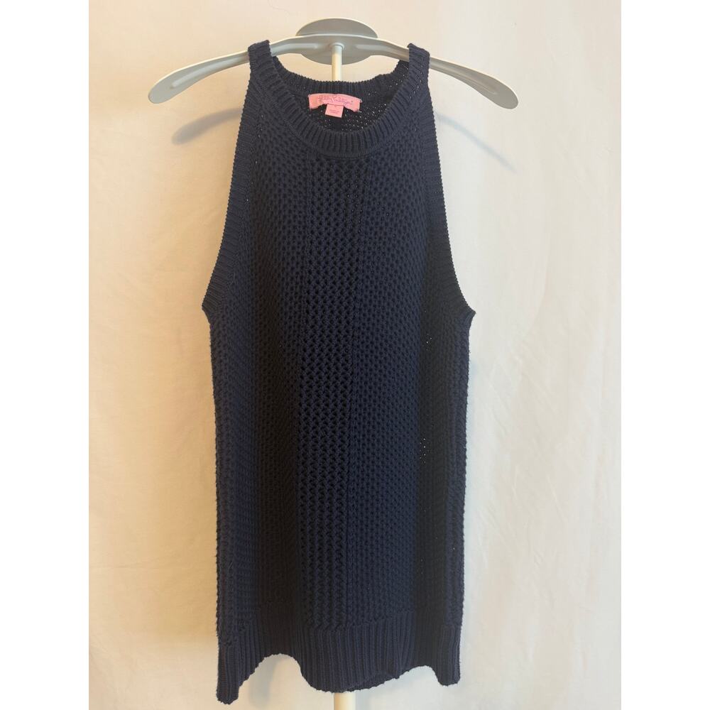 Lilly PulitzerNavy Open Knit Sweater Tank Sleeveless Size Small